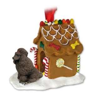 Poodle Gingerbread House Ornament   Brown 