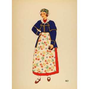  1939 Polish Costume Woman Solec Kujawski Poland Litho 