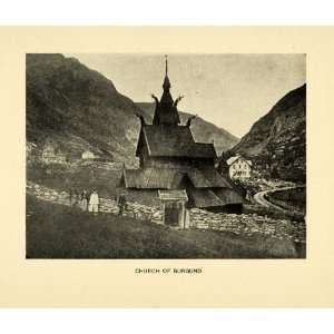  1904 Print Borgund Stave Church Sogn Norway Laerdal 