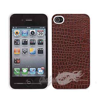 Snake Skin Leather Cover Plastic Back Case for iPhone 4S 4G  