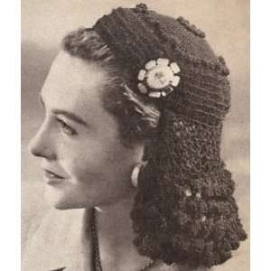 Vintage Crochet PATTERN to make   Cleopatra Egyptian Snood Hat. NOT a 