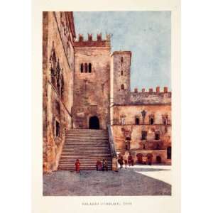  1905 Color Print Todi Umbria Italy Palazzo Pubblico Popolo 