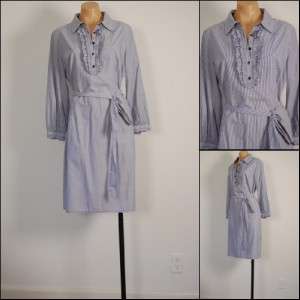 Lilly Pulitzer Blue & White Stripe RUFFLE Chemise Dress Sz 12  