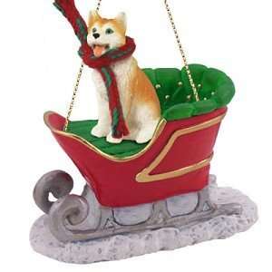   Dog Red & White Sleigh Holiday Christmas Ornament