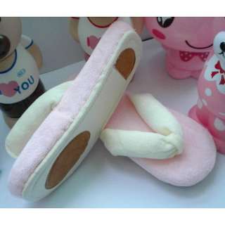 Pink Lady Fluffy Soft Slippers Flip Flops Fuzzy Thong Home Shoe One 
