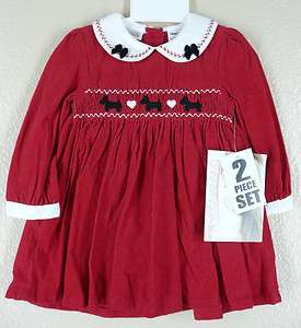Youngland Girls red smock dress sz 12mos,18mos and 24mos.  