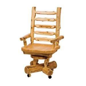   Traditional Cedar Log Executive Desk and Chair Set 