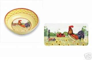 COUNTRY DECOR CHICKEN ROOSTER SERVING BOWL AND PLATTER  