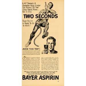 1949 Ad Bayer Aspirin Champion Rope Climber Athlete   Original Print 