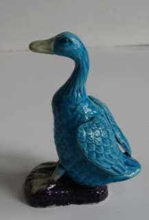   Chinese Mudman Majolica Glazed Blue Ceramic Duck Goose Mud Figure B1