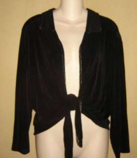 CHICOS Travelers BLACK Gold SLINKY Wrap Tie Front CARDIGAN TOP Shirt 