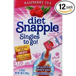 Snapple Diet Singles To Go Tea, Raspberry, 6 Count (Pack of 12)