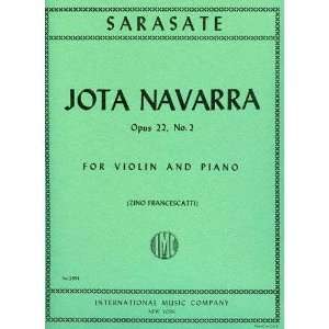  Sarasate Pablo Jota Navarra Op. 22 No. 2. For Violin and 