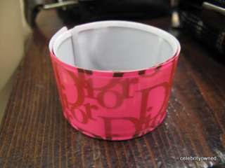 Christian Dior Pink/Black Plastic Slap Bracelet  