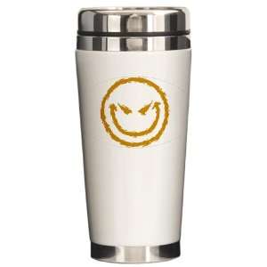    Ceramic Travel Drink Mug Smiley Face Smirk 