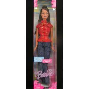  2005 City Style Barbie Doll  Asian Model  Red top/Blue Jeans 