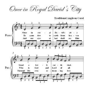 Once in Royal Davids City Easy Piano Sheet Music Christmas Carol 