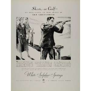 1934 Ad Greenbrier Hotel Skeet Shooting Women Men Guns   Original 