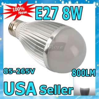 High Power Globe LED Bulb Lamp Spot Light 8W E27 White