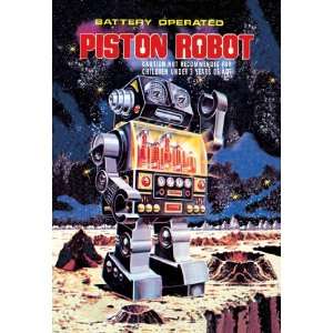  Battery Operated Piston Robot 12X18 Art Paper with Gold 