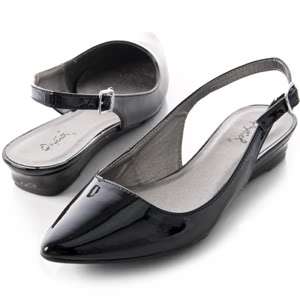 Qupid Women Black Patent Flat Slip on Sandal sz ram01  