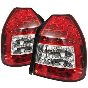    96 00 Honda Civic 3Dr Red/Clear LED Tail Lights Automotive