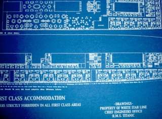White Star Line TITANIC 1st Class Only Blueprint Plan  