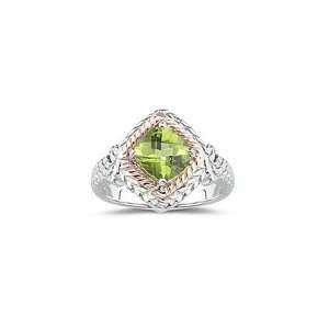  1.43 Cts Peridot Ring in Pink Gold and Silver 7.5 Jewelry