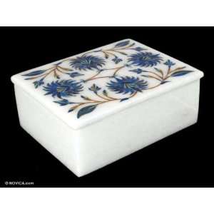  Marble inlay jewelry box, Carnation Sky 3.9 W 3.2 L Jewelry