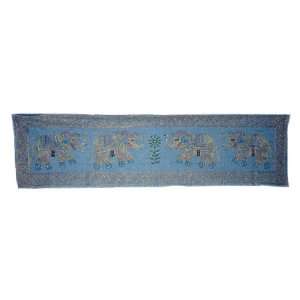   Sky Blue Color Runner Rug Art Wall Hanging/ Tapestry India (Size 64x17