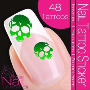  Nail Tattoo Sticker Skull / Death´s Head   green / light 