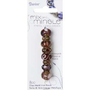  Darice Mix and Mingle Bronze Metal Lined Beads, Amethyst 