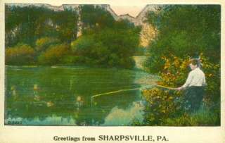 Sharpsville,PA. Pole Fishing Greetings from Sharpsville 1927  