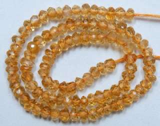 5mm faceted rondell citrine gemstone beads extremely gorgeous long 