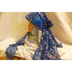    Fancy Party Headwear Turban Bonnet Hijab blue Hat 