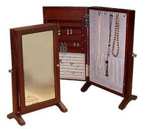 DRESSER SWIVEL ARMOIRE STAND CHEVAL MIRROR EARRING JEWELRY BOX CHEST 
