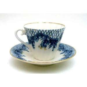  Blue Rhapsody Tea Cup and Saucer   Lomonosov