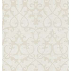  283 62912 Ink Black White Neutral Bacall Iron Damask Wallpaper, 20.5 