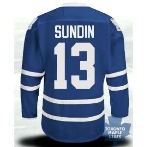   Sundin Home Blue Hockey Jersey (ALL are Sewn On)