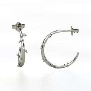    Vine Hoops, Sterling Silver Hoop Earrings with Diamond Jewelry