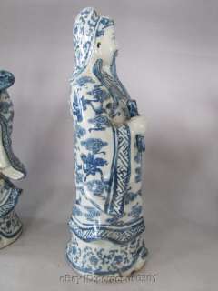Excellent 3 Chinese Blue&White Porcelain Statue Of Fu Lu Shou  