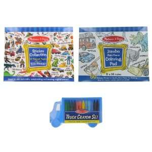  Blue Sticker & Coloring Pad with Truck Coloring Pack Set 