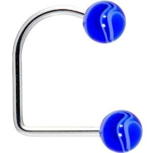  16 Gauge Blue Acrylic Marble Ball Lippy Loop Labret 