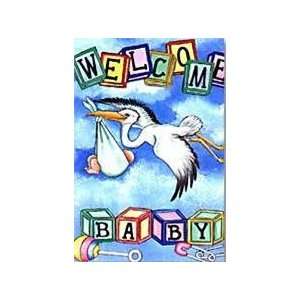 Welcome Baby Stork Blocks Large Flag Patio, Lawn & Garden