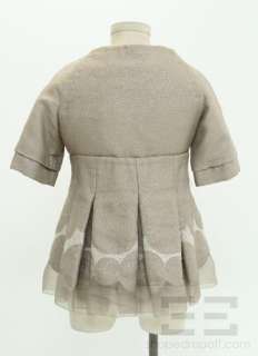 Mendel Taupe Shimmer Snap Front Short Sleeve Pleated Jacket Size 4 