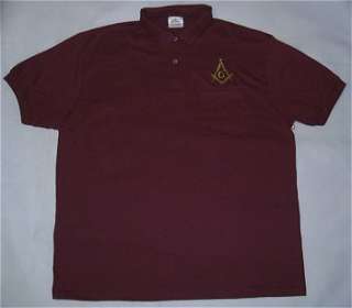 Burgundy Masonic Polo Shirt L with pocket for Mason  