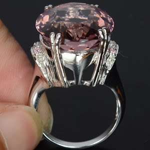 PURPLE PINK MORGANITE & PINK SAPPHIRE STERLING SILVER 925 RING SIZE 6 