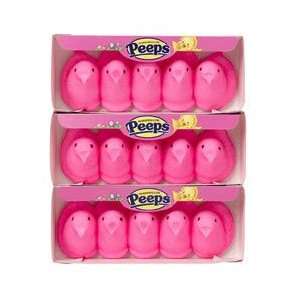 Peeps Marshmallow Chicks Pink 15 Piece Grocery & Gourmet Food