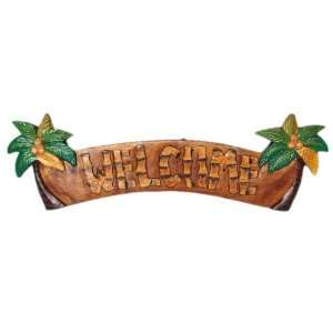 Painted Palm Tree Wood Sign with Welcome