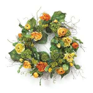  Melrose International 22 Inch Diameter Wreath with Orange 